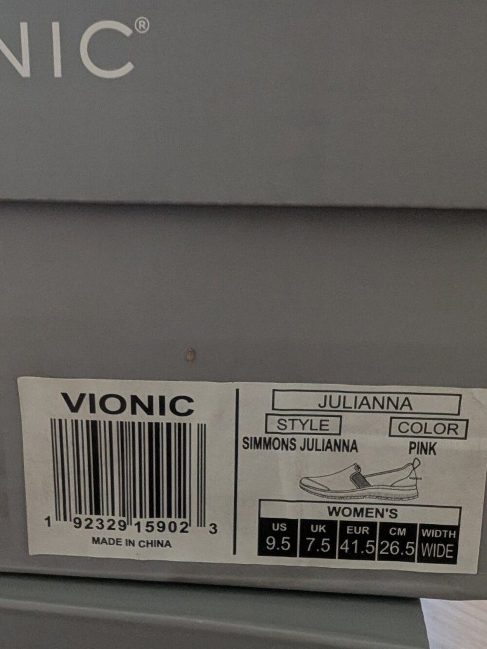 NWT Vionic Julianna in Pink, Size 9.5 W, slip-on shoe in original box - Picture 4 of 4